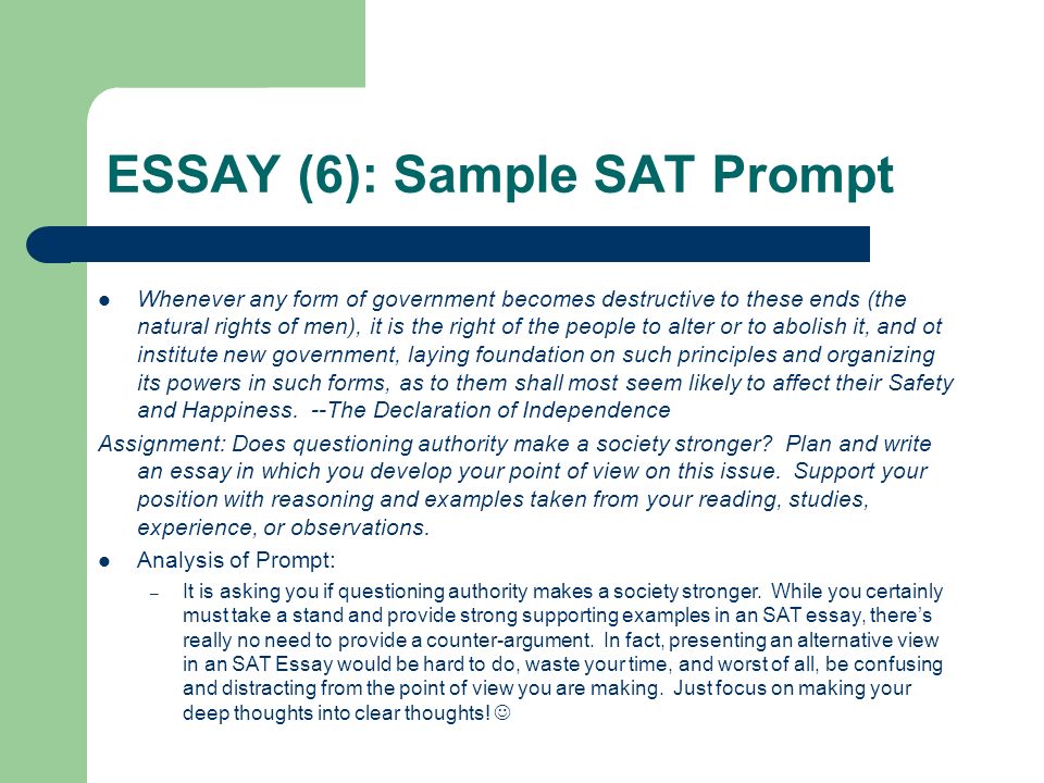 Sat essay point of view